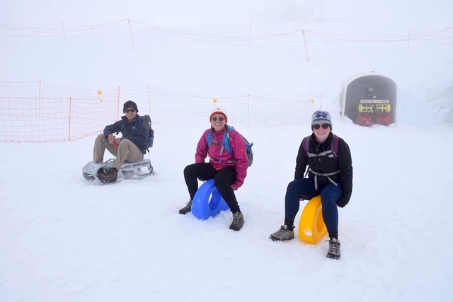Sledding on a glacier in Switzerland with Sammy and her boyfriend!